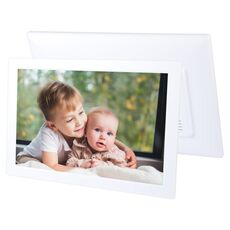 Cornice digitale LED da 15,4 pollici con telecomando, lettore MP3/MP4/film, supporto ingresso scheda USB/SD, altoparlante stereo integrato (bianco)