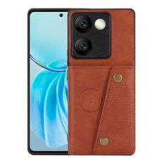 Custodia magnetica per telefono vivo Y100 / T2 India con doppia fibbia per schede (marrone)