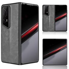 Custodia per telefono con cover posteriore per Honor Magic V2 RSR Porsche Design Litchi Texture (grigio)