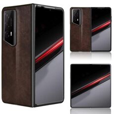 Custodia per telefono con cover posteriore per Honor Magic V2 RSR Porsche Design Litchi Texture (marrone)