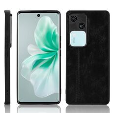 Custodia per cellulare con cover posteriore cucita con motivo mucca per vivo S18 5G / V30 5G (nero)