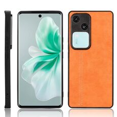 Custodia per cellulare con cover posteriore cucita con motivo mucca per vivo S18 5G / V30 5G (giallo)