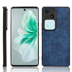 Custodia per cellulare con cover posteriore cucita con motivo mucca per vivo S18 5G / V30 5G (blu)