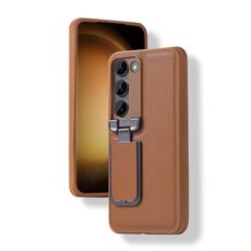 Per Samsung Galaxy S24+ 5G Lens Flip Cover Custodia per telefono all-inclusive con supporto (marrone)