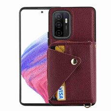 Custodia per telefono antifurto RFID per borsa a tracolla con cerniera per Samsung Galaxy S23+ 5G (vino rosso)