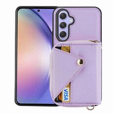 Custodia per telefono antifurto RFID per borsa a tracolla con cerniera per Samsung Galaxy S24+ 5G (viola)