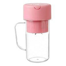 Tazza per succo di cannuccia con 6 lame da 420 ml, ricarica USB, spremiagrumi portatile, frullatore (rosa)