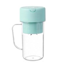Tazza per succo di cannuccia da 420 ml con 6 lame, ricarica USB, spremiagrumi portatile per frullati di frutta (verde)