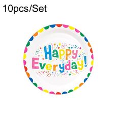 Set di decorazioni per feste a tema a tema stoviglie usa e getta colorate da 10 pezzi/set, stile: vassoio carta da 7 pollici