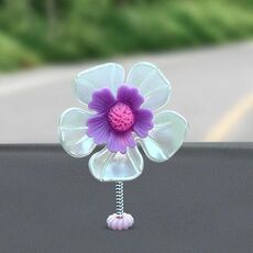 5 pezzi/set ornamento di fiori che scuotono auto simulato piccolo fiore decorazione interna per auto (viola)