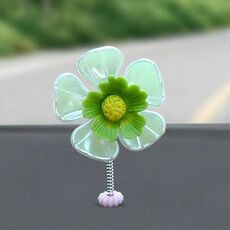 5 pezzi/set ornamento di fiori che scuotono auto simulato piccolo fiore decorazione interna per auto (verde)