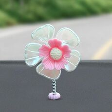5 pezzi/set ornamento di fiori che scuotono auto simulato piccolo fiore decorazione interna per auto (rosa)