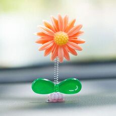 Simpatico ornamento per auto con piccola margherita, decorazione che scuote il cruscotto dell'auto (arancione)