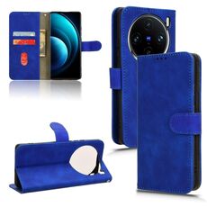Custodia per telefono in pelle con vibrazione magnetica Skin Feel per vivo X100 (blu)