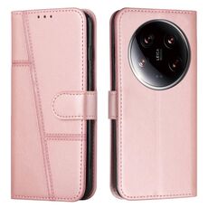 Per Xiaomi 14 Custodia per telefono in pelle con fibbia in pelle di vitello con cuciture ultra (oro rosa)