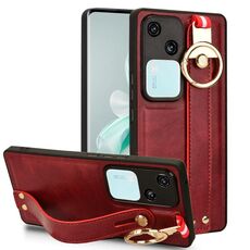 Per vivo S18 5G / V30 5G Custodia in pelle con cinturino posteriore per telefono (rosso)