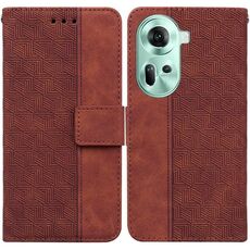 Per OPPO Reno11 Custodia per telefono in pelle goffrata geometrica globale (marrone)