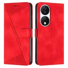 Custodia per telefono in pelle For Honor X7b Dream Triangle con cordino (rosso)