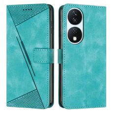 Custodia per telefono in pelle For Honor X7b Dream Triangle con cordino (verde)