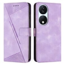 Custodia per telefono in pelle For Honor X7b Dream Triangle con cordino (viola)