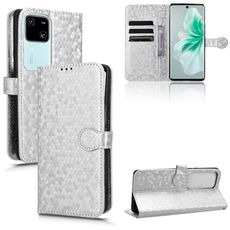 Custodia per telefono in pelle con texture a nido d'ape per vivo S18 5G / V30 5G (argento)