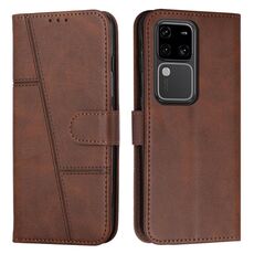 Custodia per telefono in pelle con fibbia in pelle di vitello con cuciture per vivo S18 / S18 Pro (marrone)
