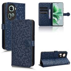 Per OPPO Reno 11 5G Custodia per telefono in pelle con texture globale a nido d'ape (blu)
