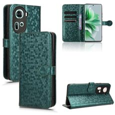 Per OPPO Reno 11 5G Custodia per telefono in pelle con texture globale a nido d'ape (verde)