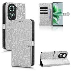 Per OPPO Reno 11 5G Custodia per cellulare in pelle con texture globale a nido d'ape (Argento)