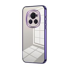 Custodia per telefono con foro fine con placcatura trasparente per Honor Magic6 (viola)