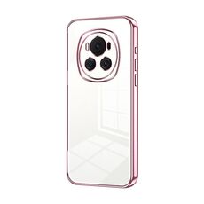 Custodia per telefono con foro fine con placcatura trasparente per Honor Magic6 (rosa)