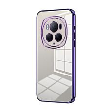 Per Honor Magic6 Pro Custodia per telefono con foro sottile con placcatura trasparente (viola)