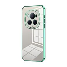 Custodia per telefono con foro sottile con placcatura trasparente per Honor Magic6 Pro (verde)