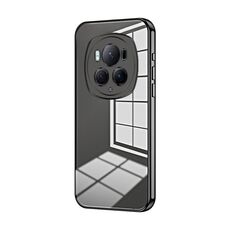 Per Honor Magic6 Pro Custodia per telefono con foro sottile con placcatura trasparente (nera)