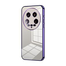 Per Xiaomi 14 Custodia per telefono con foro fine con placcatura ultra trasparente (viola)