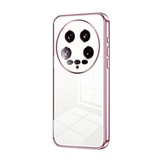 Per Xiaomi 14 Custodia per telefono con foro fine con placcatura ultra trasparente (rosa)
