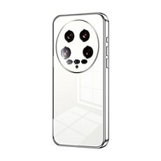 Per Xiaomi 14 Custodia per telefono con foro fine con placcatura ultra trasparente (argento)