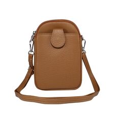 Custodia in pelle universale per borsa a tracolla per telefono con texture Litchi per telefoni da 5,5-7,2 pollici (marrone)