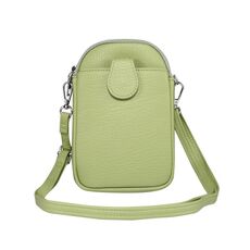 Custodia in pelle universale per borsa a tracolla per telefono con texture Litchi per telefoni da 5,5-7,2 pollici (verde)