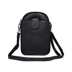 Custodia in pelle universale per borsa a tracolla per telefono con texture Litchi per telefoni da 5,5-7,2 pollici (nera)