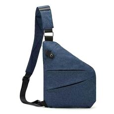 Borsa a tracolla sportiva da uomo casual Borsa a tracolla singola multitasche di grande capacità, stile: tessuto Oxford sulla spalla sinistra (blu)