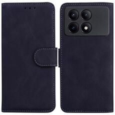 Per Xiaomi Redmi K70E / Poco X6 Pro Custodia per telefono in pelle Flip in puro colore Skin Feel (Nero)