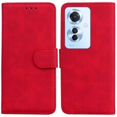 Per OPPO Reno 11 F Global Skin Feel Custodia in pelle Flip in puro colore (Rosso)