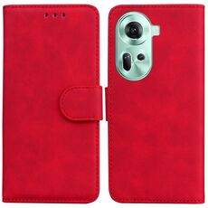 Per OPPO Reno 11 Global Skin Feel Custodia in pelle flip in puro colore (Rosso)