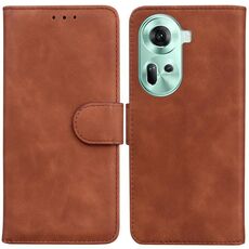 Per OPPO Reno 11 Global Skin Feel Custodia in pelle flip in puro colore (marrone)