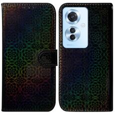 Per OPPO Reno11 F Custodia per telefono in pelle con fibbia magnetica colorata globale (nera)