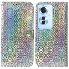 Per OPPO Reno11 F Custodia per telefono in pelle con fibbia magnetica colorata globale (argento)