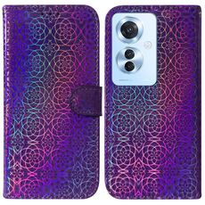 Per OPPO Reno11 F Custodia per telefono in pelle con fibbia magnetica colorata globale (viola)