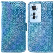 Per OPPO Reno11 F Custodia per telefono in pelle con fibbia magnetica colorata globale (blu)