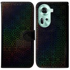 Per OPPO Reno11 Custodia per telefono in pelle con fibbia magnetica colorata globale (nera)